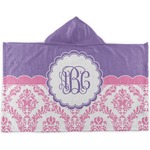 Pink, White & Purple Damask Kids Hooded Towel (Personalized)