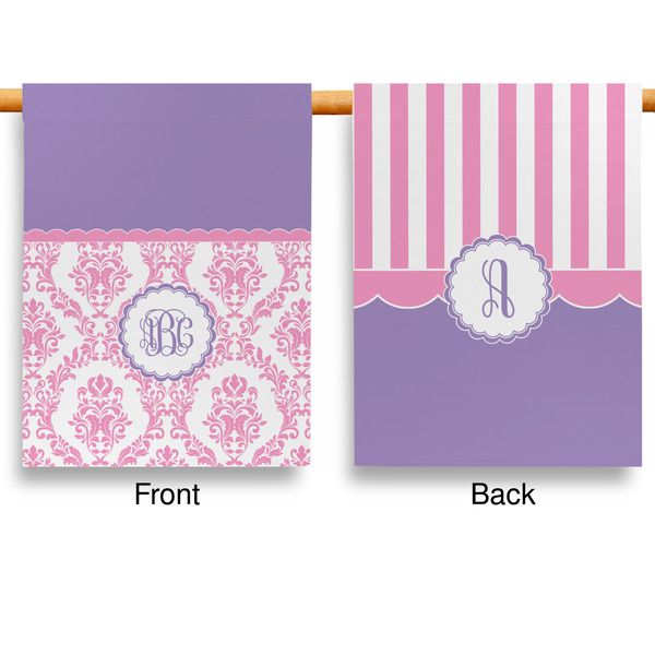 Pink, White & Purple Damask House Flags - Double Sided - APPROVAL