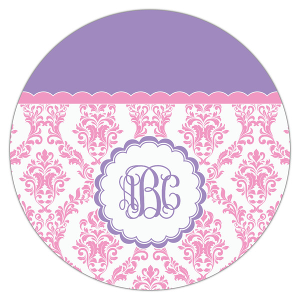 Pink, White & Purple Damask Icing Circle - Large - Single