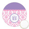 Pink, White & Purple Damask Printed Cookie Topper - 2.5" (Personalized)