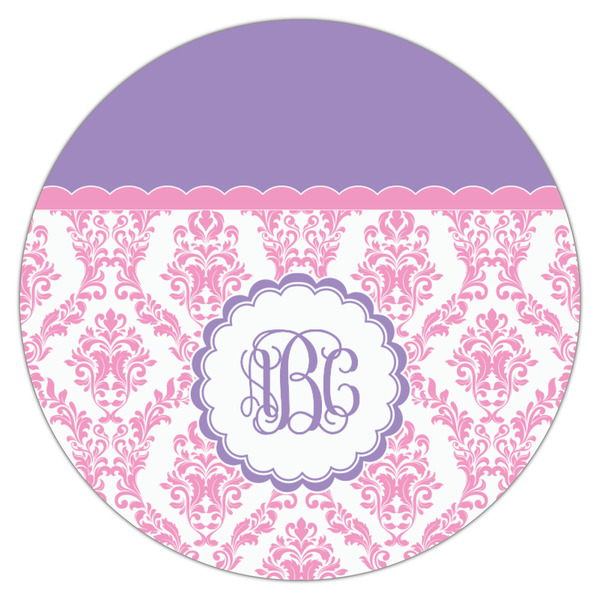Pink, White & Purple Damask Icing Circle - Medium - Single