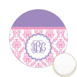Pink, White & Purple Damask Printed Cookie Topper - 2.15" (Personalized)