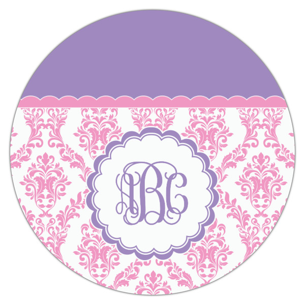 Pink, White & Purple Damask Icing Circle - Small - Single