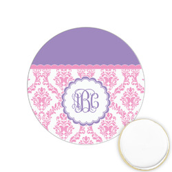 Pink, White & Purple Damask Printed Cookie Topper - 1.25" (Personalized)