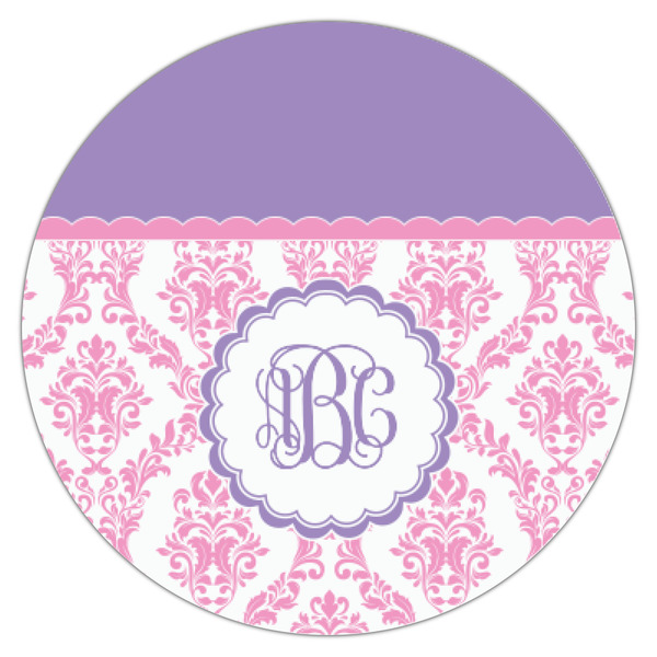 Pink, White & Purple Damask Icing Circle - XSmall - Single