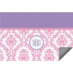 Pink, White & Purple Damask Indoor / Outdoor Rug - 5'x8' w/ Monogram