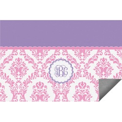Pink, White & Purple Damask Indoor / Outdoor Rug (Personalized)