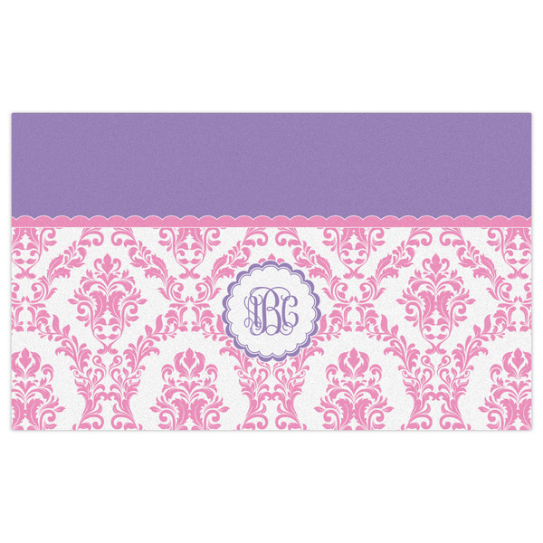 Pink, White & Purple Damask Indoor / Outdoor Rug - 3'x5' - Front Flat