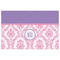 Pink, White & Purple Damask Indoor / Outdoor Rug - 4'x6' - Front Flat