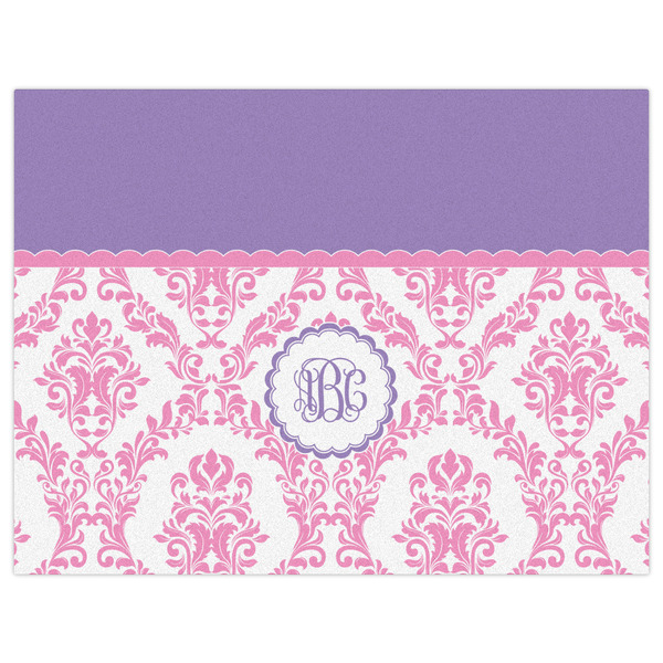 Pink, White & Purple Damask Indoor / Outdoor Rug - 6'x8' - Front Flat