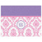 Pink, White & Purple Damask Indoor / Outdoor Rug - 6'x8' - Front Flat