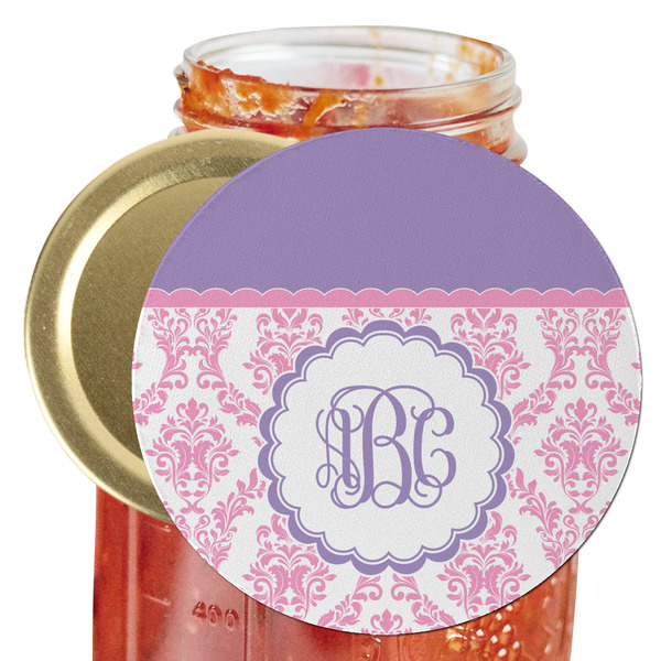 Custom Pink, White & Purple Damask Jar Opener (Personalized)
