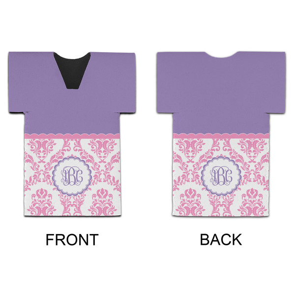 Pink, White & Purple Damask Jersey Bottle Cooler - APPROVAL