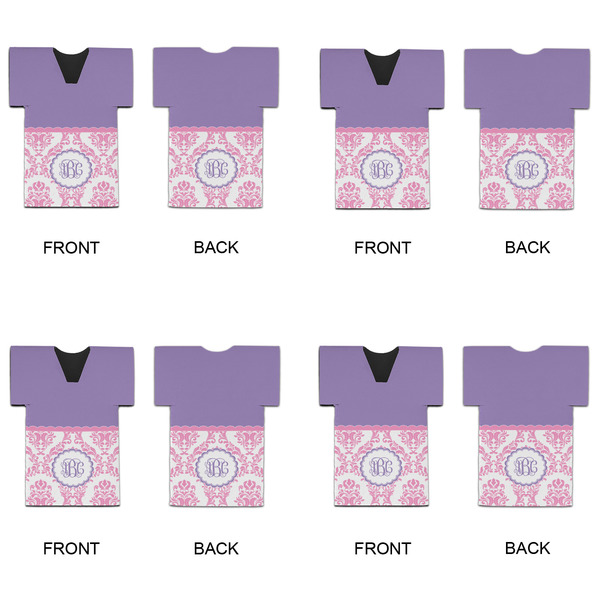 Pink, White & Purple Damask Jersey Bottle Cooler - Set of 4 - APPROVAL