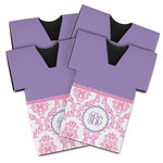 Pink, White & Purple Damask Jersey Bottle Cooler - Set of 4 (Personalized)