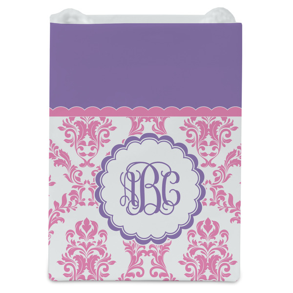 Pink, White & Purple Damask Jewelry Gift Bag - Gloss - Front