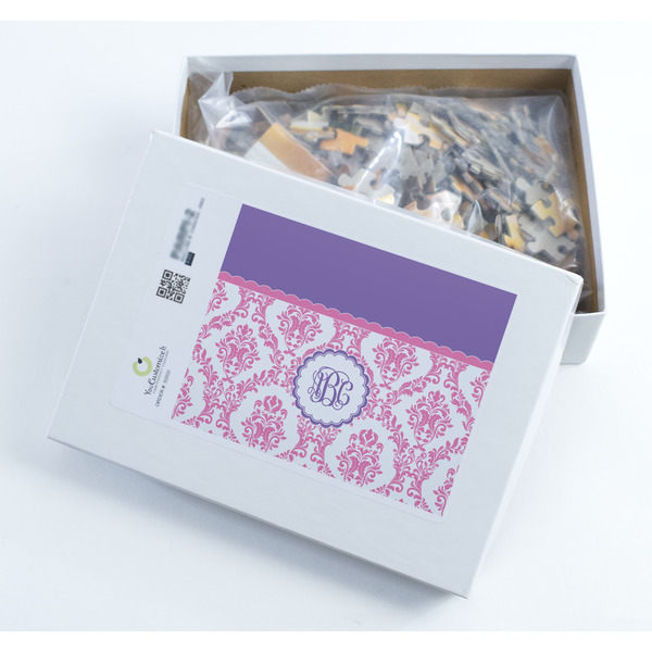 Pink, White & Purple Damask Jigsaw Puzzle 252 Piece - Box