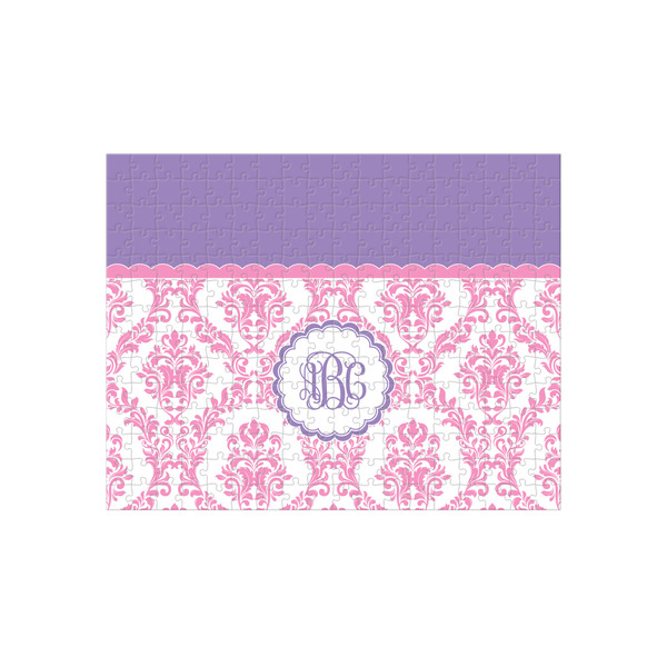 Custom Pink, White & Purple Damask 252 pc Jigsaw Puzzle (Personalized)