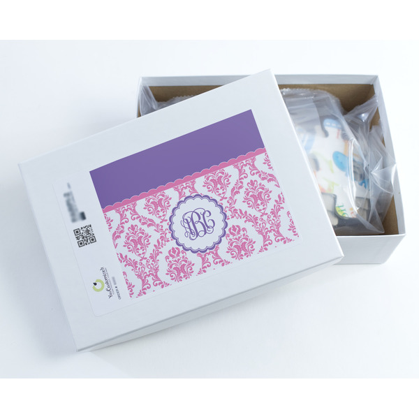 Pink, White & Purple Damask Jigsaw Puzzle 30 Piece - Box