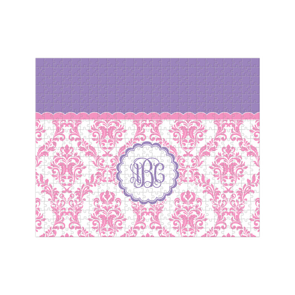 Custom Pink, White & Purple Damask 500 pc Jigsaw Puzzle (Personalized)