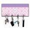 Pink, White & Purple Damask Key Hanger w/ 4 Hooks & Keys