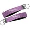 Pink, White & Purple Damask Key-chain - Metal and Nylon - Front and Back