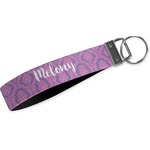 Pink, White & Purple Damask Wristlet Webbing Keychain Fob (Personalized)