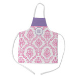 Pink, White & Purple Damask Kid's Apron w/ Monogram