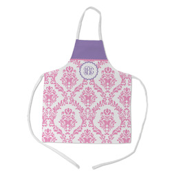 Pink, White & Purple Damask Kid's Apron w/ Monogram