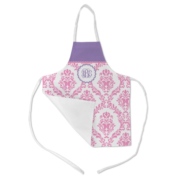Pink, White & Purple Damask Kid's Aprons - Medium - Main (med/lrg)