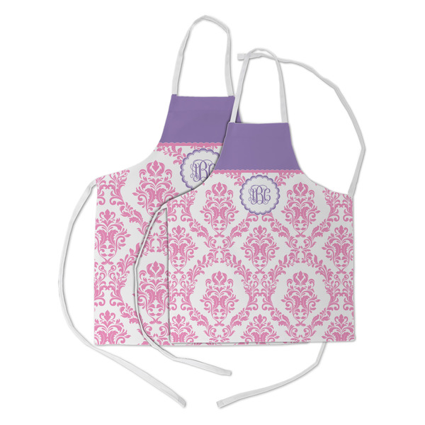 Pink, White & Purple Damask Kid's Aprons - Parent - Main