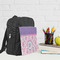 Pink, White & Purple Damask Kid's Backpack - Lifestyle