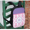Pink, White & Purple Damask Kids Backpack - In Context