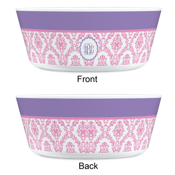 Pink, White & Purple Damask Kids Bowls - APPROVAL
