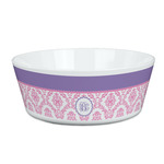 Pink, White & Purple Damask Kid's Bowl (Personalized)