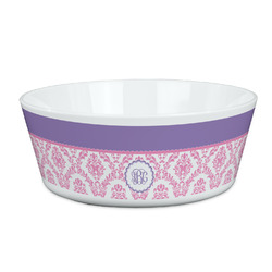 Pink, White & Purple Damask Kid's Bowl (Personalized)