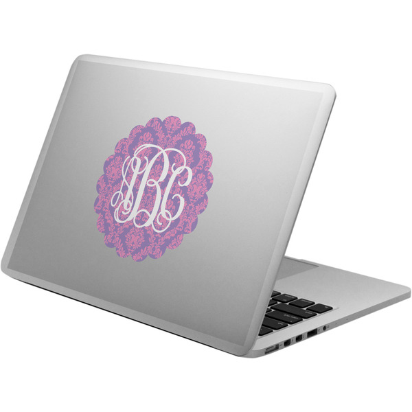Custom Pink, White & Purple Damask Laptop Decal (Personalized)