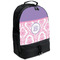 Pink, White & Purple Damask Large Backpack - Black - Angled View