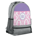 Pink, White & Purple Damask Backpack (Personalized)