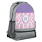 Pink, White & Purple Damask Large Backpack - Gray - Angled View