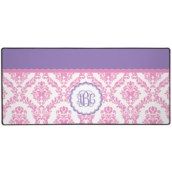 Custom Pink, White & Purple Damask Gaming Mouse Pad (Personalized)