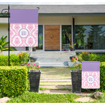 Pink, White & Purple Damask Large Garden Flag - Single Sided (Personalized)