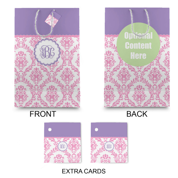 Pink, White & Purple Damask Large Gift Bag - Approval