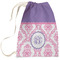 Pink, White & Purple Damask Laundry Bag - Large (Personalized)