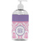 Pink, White & Purple Damask Plastic Soap / Lotion Dispenser (16 oz - Large - White) (Personalized)