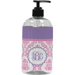 Pink, White & Purple Damask Plastic Soap / Lotion Dispenser (Personalized)