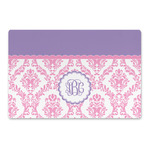 Pink, White & Purple Damask Large Rectangle Car Magnet (Personalized)
