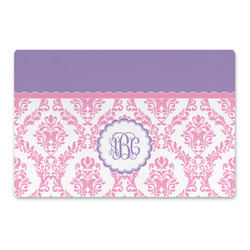 Pink, White & Purple Damask Large Rectangle Car Magnet (Personalized)
