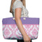 Pink, White & Purple Damask Large Rope Tote Bag - In Context View