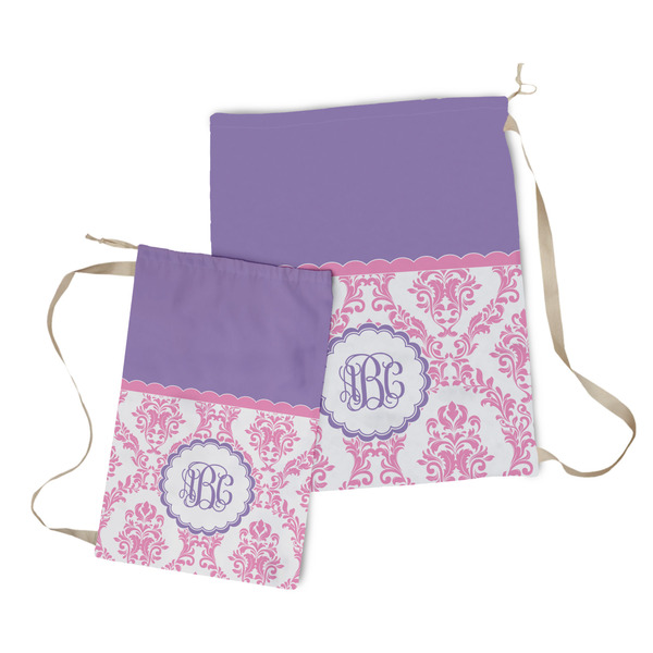Pink, White & Purple Damask Laundry Bag - Both Bags